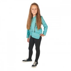 Dívčí bunda koženka azurová s kabelkou