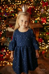 Dívčí boho šaty s hvězdičkami v tmavě modré Dívčí boho šaty s hvězdičkami v tmavě modré