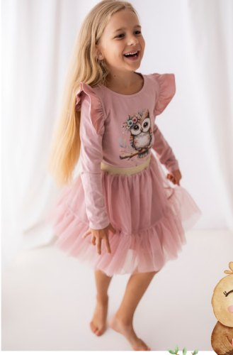 Růžová blůzka s motivem sovy pro parádnice