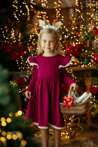 Dívčí šaty malinově ružové Lily Grey  s krajkou