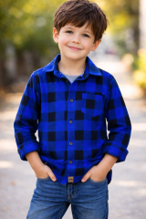Stylová chlapecká košile v modro-černém kostkovaném vzoru/malvinka.cz Stylová chlapecká košile v modro-černém kostkovaném vzoru/malvinka.cz