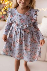 Dívčí světle modré šaty s květinovým vzorem a volánky Lily Grey