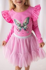 Růžová blůzka s potiskem motýla pro slečny