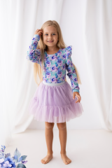Dívčí blůzka s modro-fialovými květy 