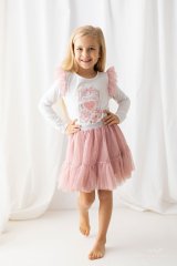 Dívčí růžová tutu sukně se stříbrným pasem/malvinka.cz Dívčí růžová tutu sukně se stříbrným pasem/malvinka.cz