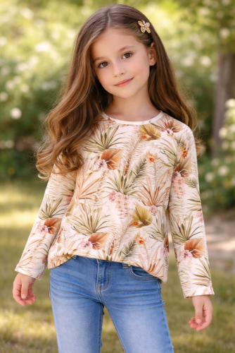 Stylová dívčí blůzka s tropickým vzorem