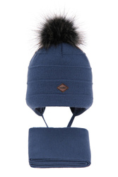 Komplet zimní chlapecký: čepice a šála modrá Tango