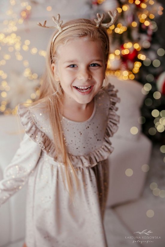 Dívčí šaty Lily Grey béžové se zlatými tečkami