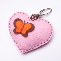 Klíčenka Pink Heart světlá - oranžový motýlek