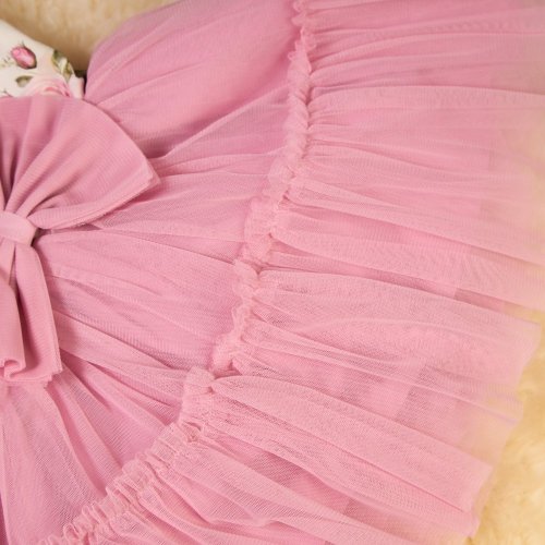 Dívčí šaty s krátkým rukávem a tylovou mašlí