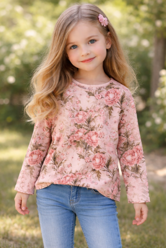 Pohodlná dívčí blůzka s květinovým vzorem