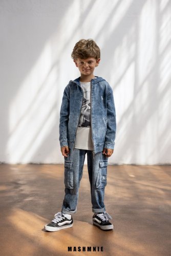 Trendy džínové kalhoty s cargo kapsami