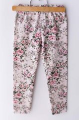 Zateplené legíny světle růžové s vzorem růžiček Lily Grey