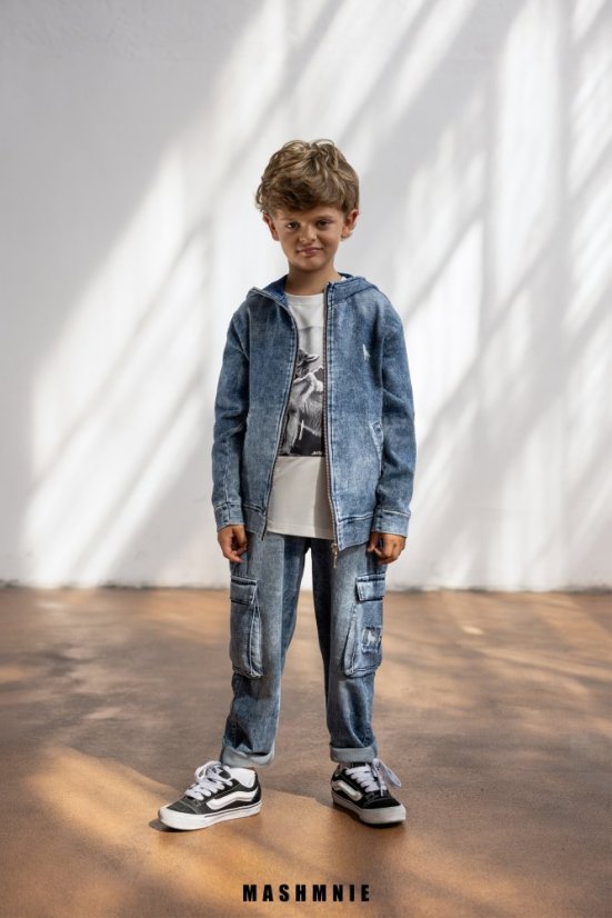 Trendy džínové kalhoty s cargo kapsami
