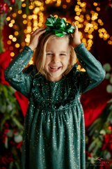 Dívčí šaty Lily Grey – smaragdové se zlatým třpytem
