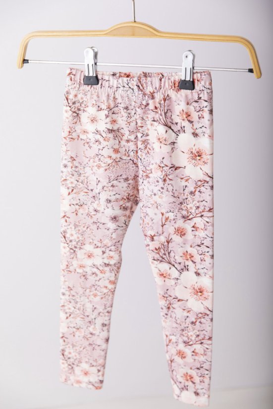 Dívčí legíny Lily Grey růžové s květinami