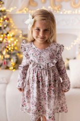 Dívčí růžové šaty s květinovým vzorem a volánky Lily Grey