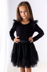 Elegantní černá dívčí blůzka s dlouhým rukávem