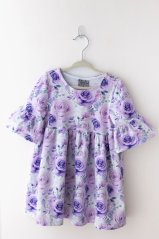 Boho dívčí šatičky s fialkovými růžemi