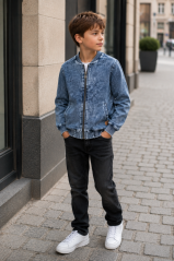 chlapecká mikina s jeans modrým vzorem malvinka.cz