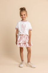 Růžová vzorovaná sukně s volánem Růžová vzorovaná sukně s volánem