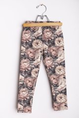 Dívčí bavlněné legíny s pudrově růžovým květinovým motivem pivoněk /malvinka.cz