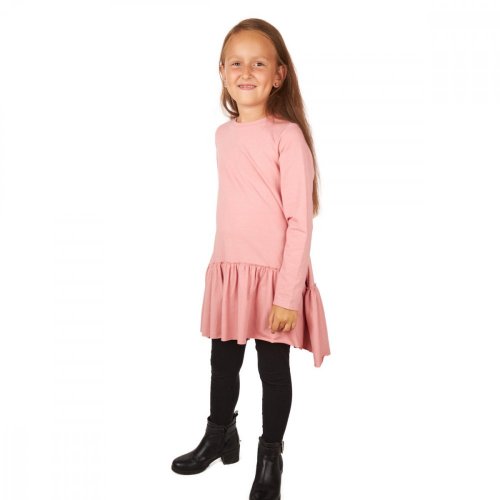 Dívčí šaty lososové s dlouhým rukávem - Barva: Lososová, Pohlaví: Dívčí, Velikost oblečení: 116 / 5-6 let