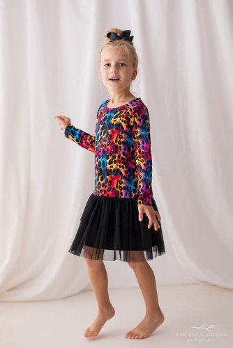 Divoký leopard v zářivých barvách pro malé módní hvězdy