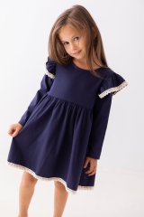 Dívčí šaty tmavě modré Lily Grey s krajkou