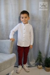 Elegantní bílá chlapecká košile s dřevěnými knoflíčky