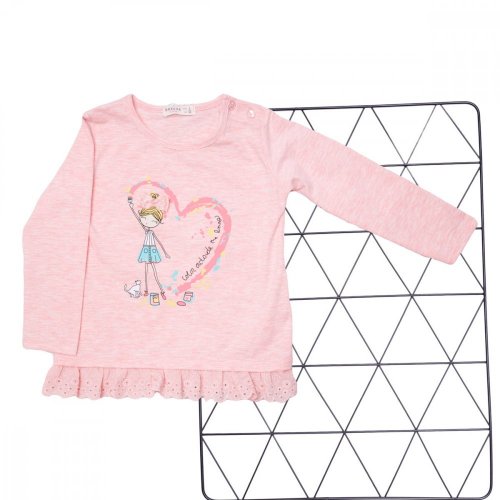 Dívčí tričko vzorované růžové panenka